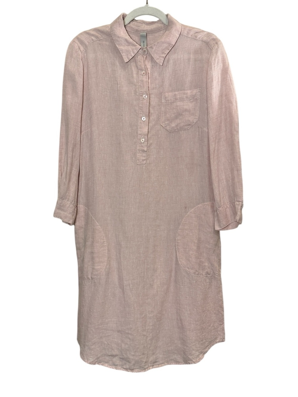 Studio 412 Pale Pink Linen Lightweight Minimalist Lagenlook Shirt Dress sz M